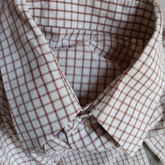 Vintage Rockabilly Western Shirt Large Mens Cowboy 1980's White Brown Checker - Picture 6 of 6